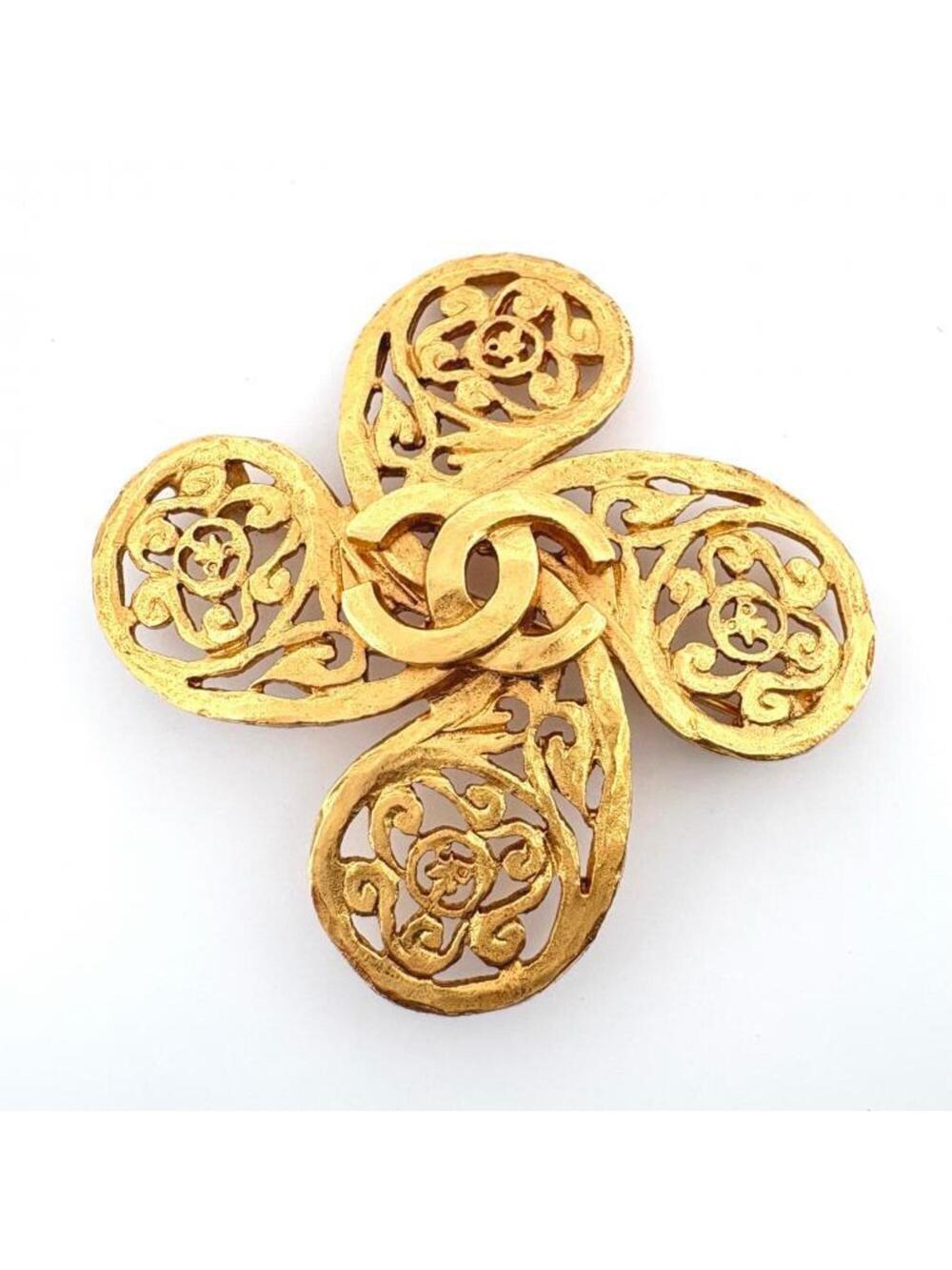 Chanel Cc Logo Flower Brooch Metal #357752C70B